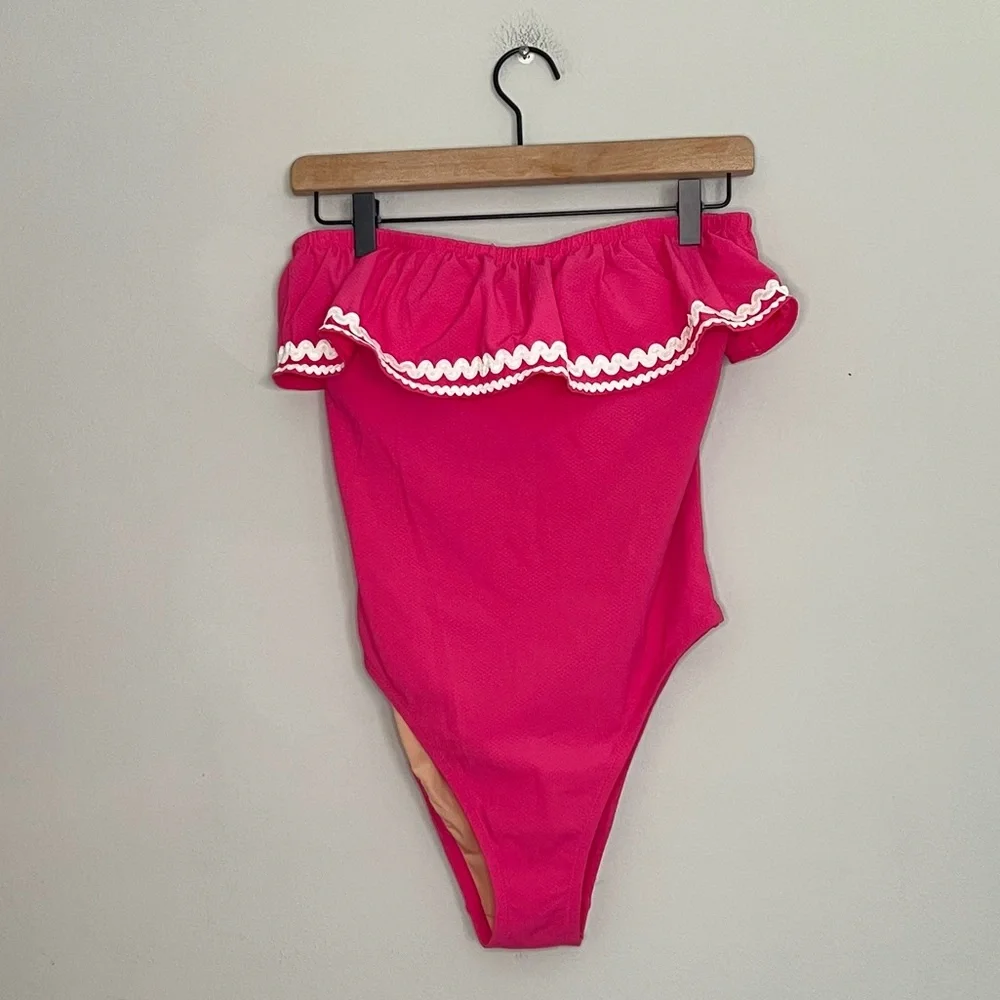 J. Crew Ruffle Bandeau One Piece with Rickrack size 4
